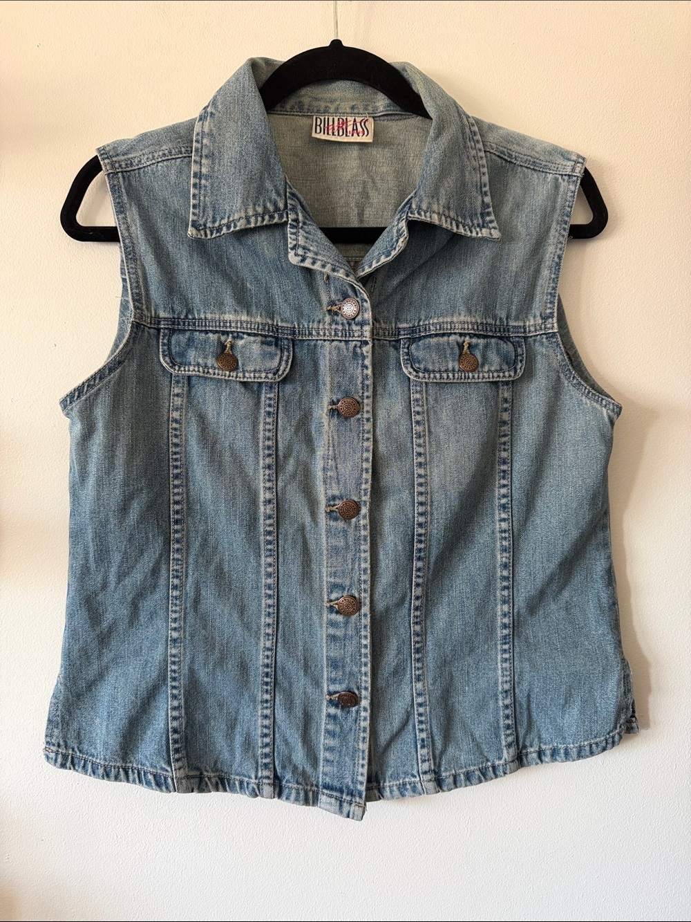 Bill Blass|Light Wash Vintage Denim 90’s Vest|S/M|EUC
